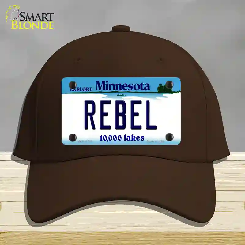 Rebel Minnesota State Novelty License Plate Hat Cotton / Dark Brown