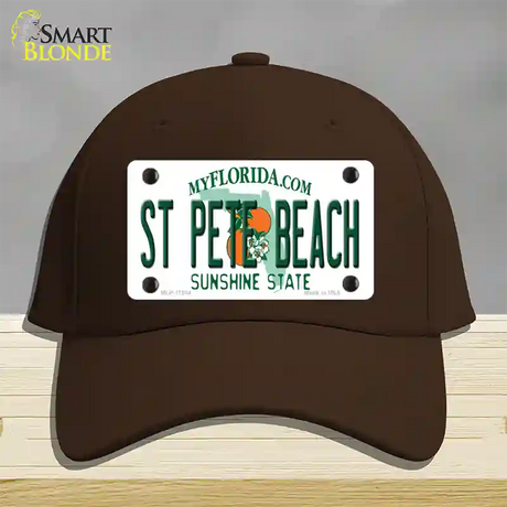 St Pete Beach Florida Novelty License Plate Hat Cotton / Dark Brown