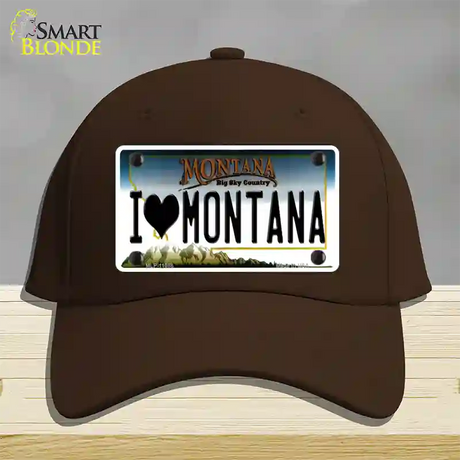 I Love Montana State Novelty License Plate Hat Cotton / Dark Brown