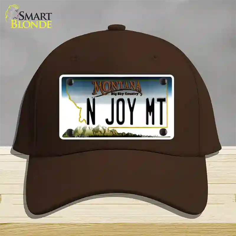 N Joy MT Montana State Novelty License Plate Hat Cotton / Dark Brown