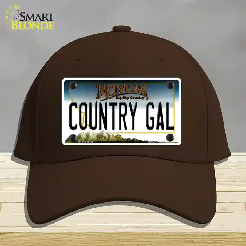 Country Gal Montana State Novelty License Plate Hat Cotton / Dark Brown