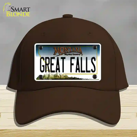 Great Falls Montana State Novelty License Plate Hat Cotton / Dark Brown