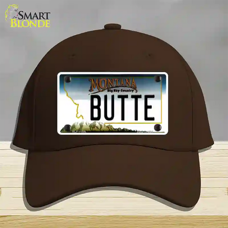 Butte Montana State Novelty License Plate Hat Cotton / Dark Brown