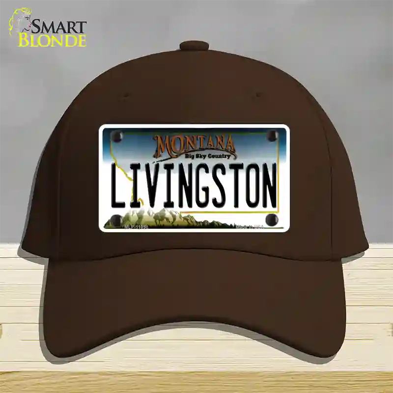 Livingston Montana State Novelty License Plate Hat Cotton / Dark Brown