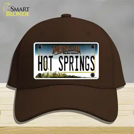 Hot Springs Montana State Novelty License Plate Hat Cotton / Dark Brown