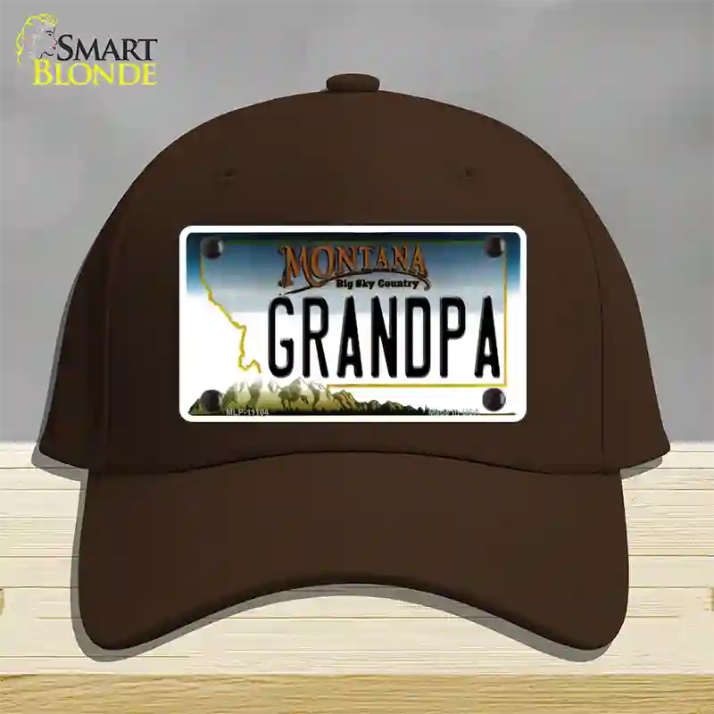 Grandpa Montana State Novelty License Plate Hat Cotton / Dark Brown