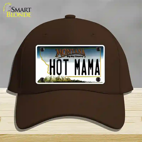 Hot Mama Montana State Novelty License Plate Hat Cotton / Dark Brown