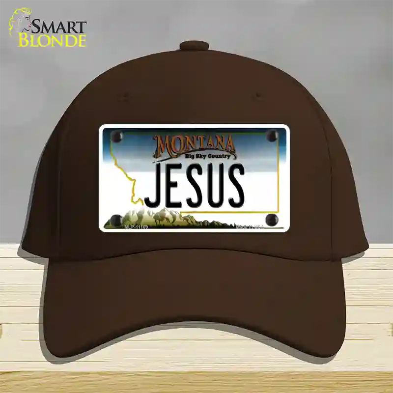 Jesus Montana State Novelty License Plate Hat Cotton / Dark Brown