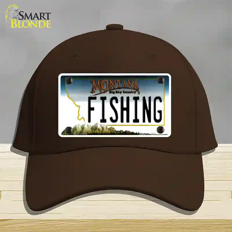 Fishing Montana State Novelty License Plate Hat Cotton / Dark Brown