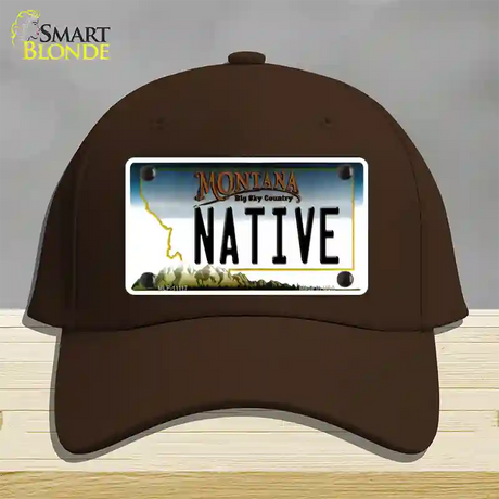 Native Montana State Novelty License Plate Hat Cotton / Dark Brown