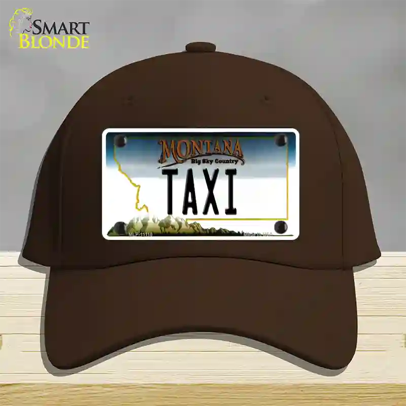 Taxi Montana State Novelty License Plate Hat Cotton / Dark Brown