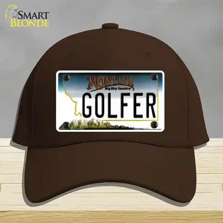 Golfer Montana State Novelty License Plate Hat Cotton / Dark Brown