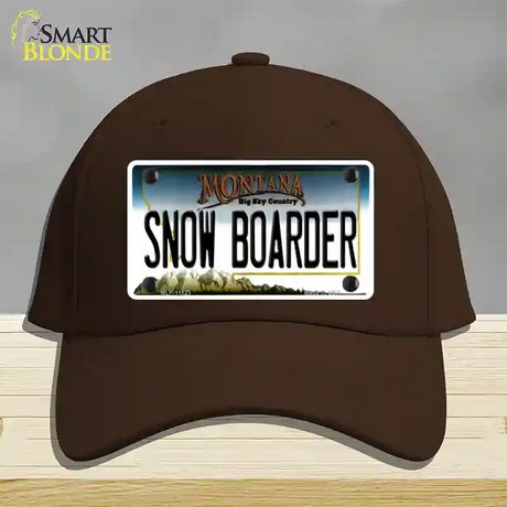 Snow Boarder Montana State Novelty License Plate Hat Cotton / Dark Brown