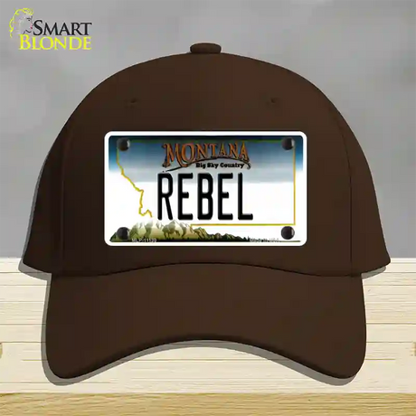 Rebel Montana State Novelty License Plate Hat Cotton / Dark Brown