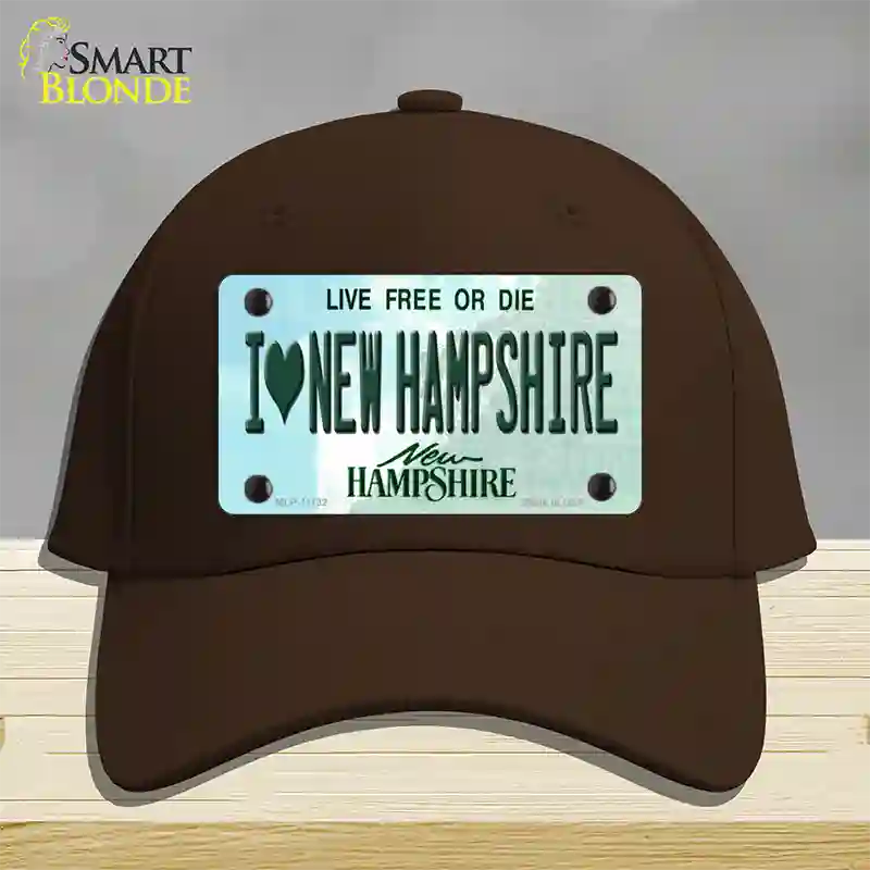 I Love New Hampshire State Novelty License Plate Hat Cotton / Dark Brown