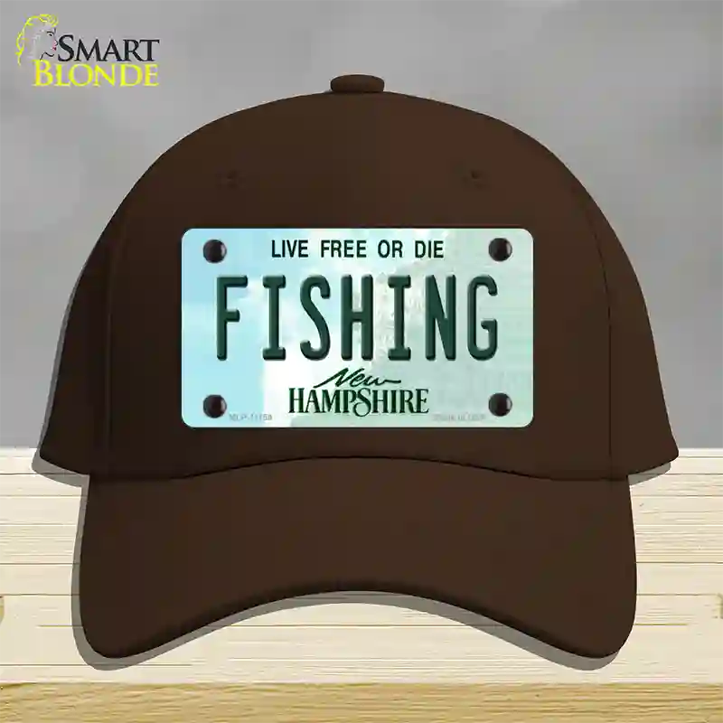 Fishing New Hampshire State Novelty License Plate Hat Cotton / Dark Brown