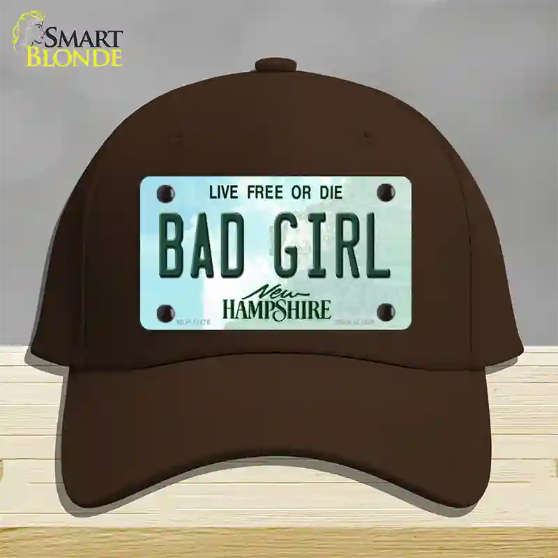 Bad Girl New Hampshire State Novelty License Plate Hat Cotton / Dark Brown