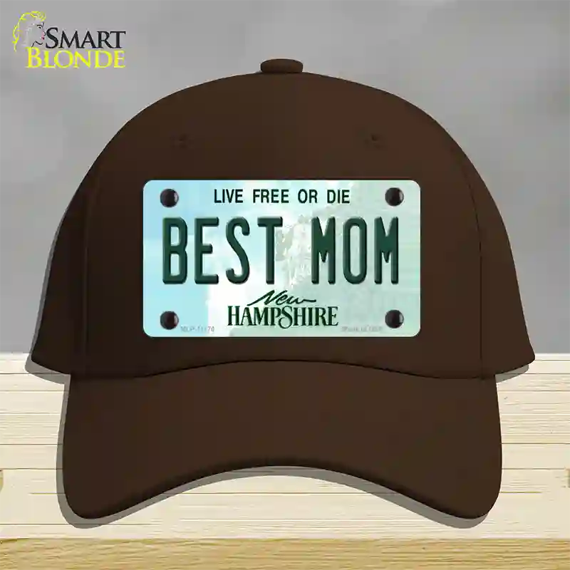 Best Mom New Hampshire State Novelty License Plate Hat Cotton / Dark Brown