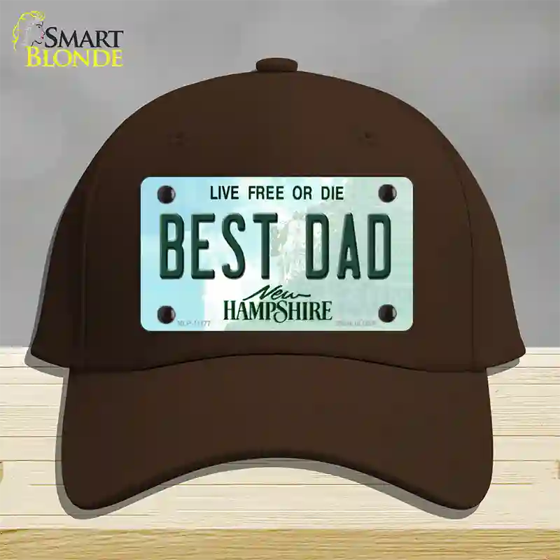 Best Dad New Hampshire State Novelty License Plate Hat Cotton / Dark Brown