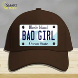 Bad Girl Rhode Island State Novelty License Plate Hat Cotton / Dark Brown