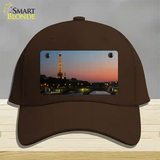 Eiffel Tower Night With River and Bridge Novelty License Plate Hat Cotton / Dark Brown