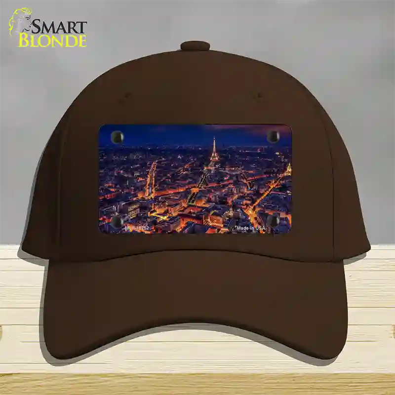 Paris At Night Eiffel Tower In Center Novelty License Plate Hat Cotton / Dark Brown