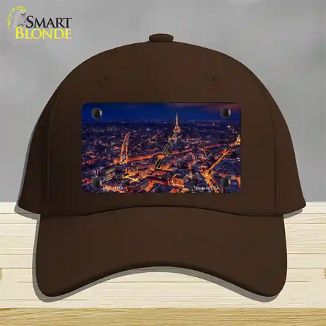 Paris At Night Eiffel Tower In Center Novelty License Plate Hat Cotton / Dark Brown