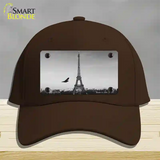 Eiffel Tower Black and White With Bird Novelty License Plate Hat Cotton / Dark Brown