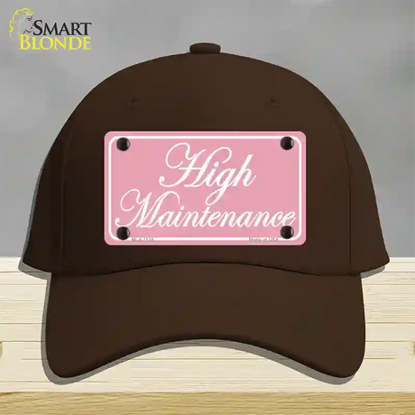 High Maintenance Novelty License Plate Hat Cotton / Dark Brown