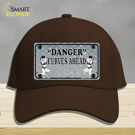 Danger Curves Ahead Novelty License Plate Hat Cotton / Dark Brown