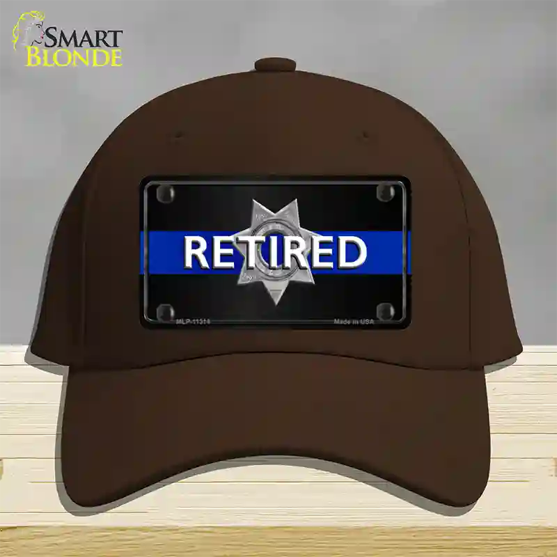 Thin Blue Line Retired Police Novelty License Plate Hat Cotton / Dark Brown