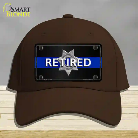 Thin Blue Line Retired Police Novelty License Plate Hat Cotton / Dark Brown