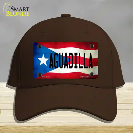 Aguadilla Puerto Rico Flag Novelty License Plate Hat Cotton / Dark Brown