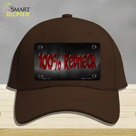 100% Redneck Novelty License Plate Hat Cotton / Dark Brown