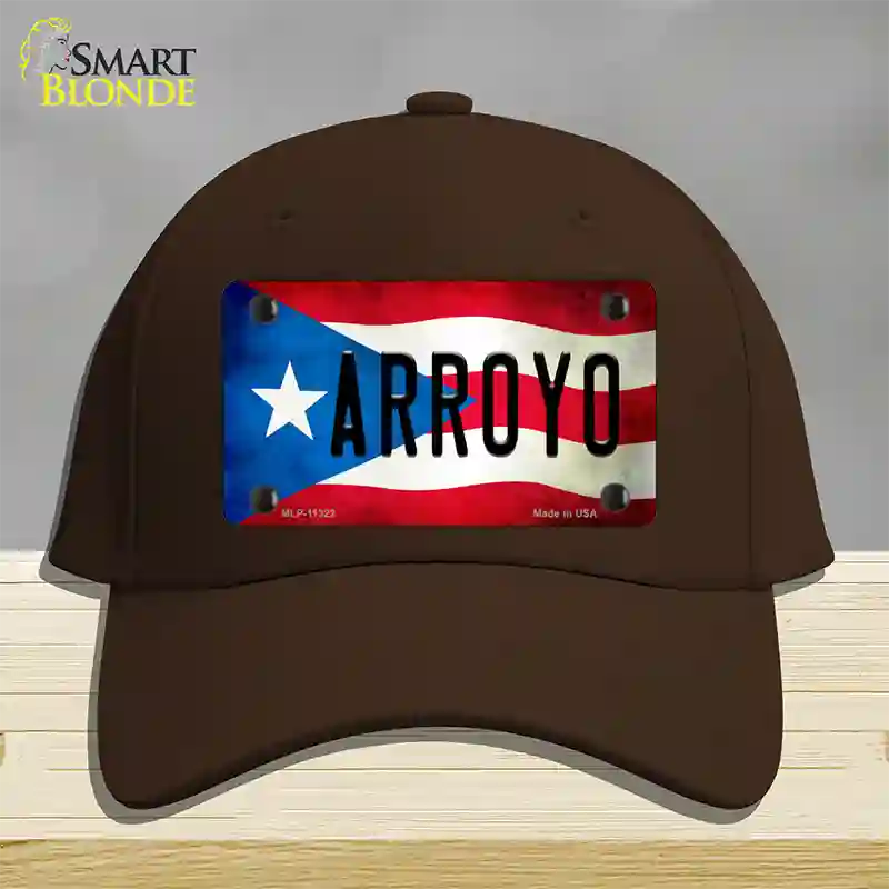 Arroyo Puerto Rico Flag Novelty License Plate Hat Cotton / Dark Brown