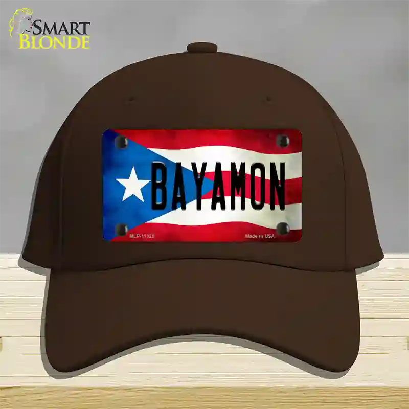 Bayamon Puerto Rico Flag Novelty License Plate Hat Cotton / Dark Brown