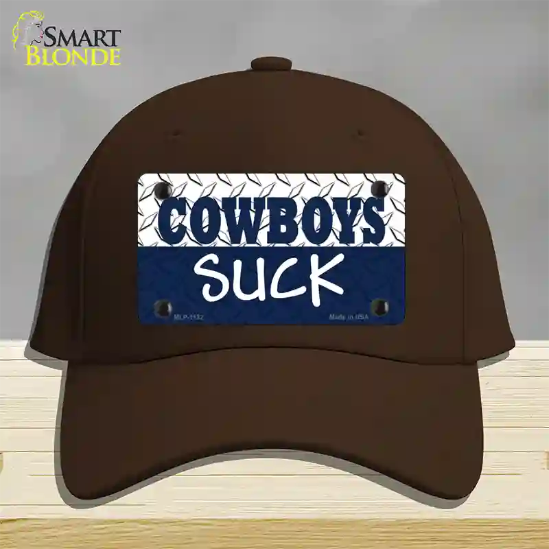 Cowboys Suck Novelty License Plate Hat Cotton / Dark Brown