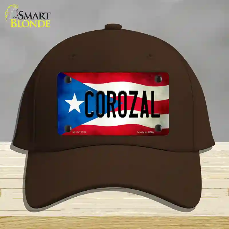 Corozal Puerto Rico Flag Novelty License Plate Hat Cotton / Dark Brown