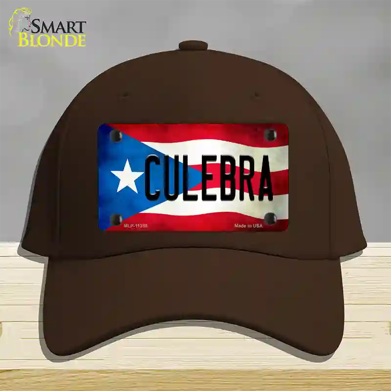 Culebra Puerto Rico Flag Novelty License Plate Hat Cotton / Dark Brown