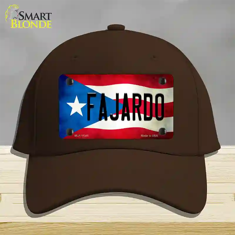 Fajardo Puerto Rico Flag Novelty License Plate Hat Cotton / Dark Brown