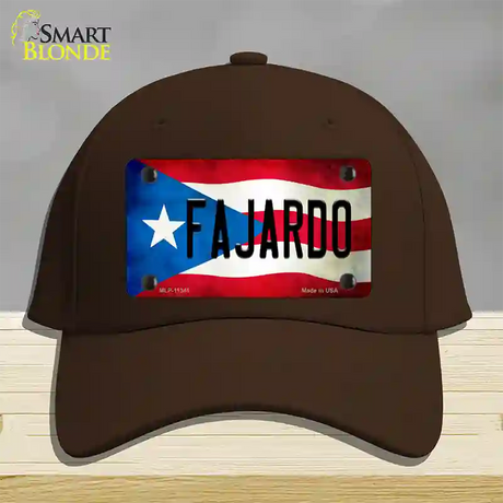 Fajardo Puerto Rico Flag Novelty License Plate Hat Cotton / Dark Brown