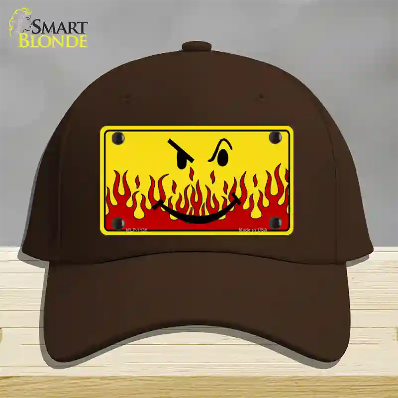 Smiley Flame Novelty License Plate Hat Cotton / Dark Brown