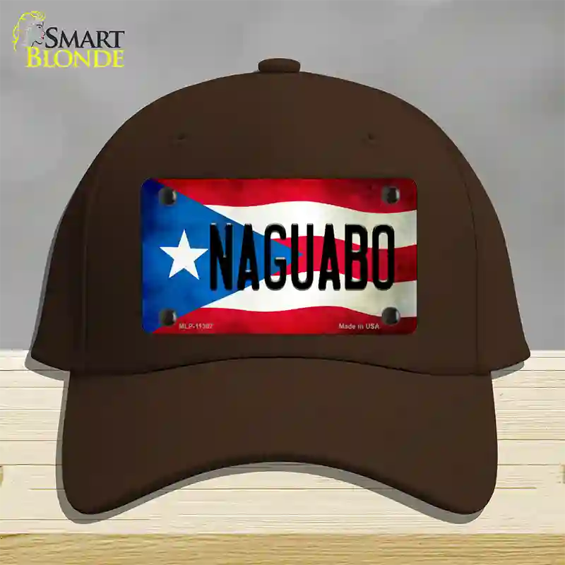 Naguabo Puerto Rico Flag Novelty License Plate Hat Cotton / Dark Brown