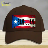 San Juan Puerto Rico Flag Novelty License Plate Hat Cotton / Dark Brown