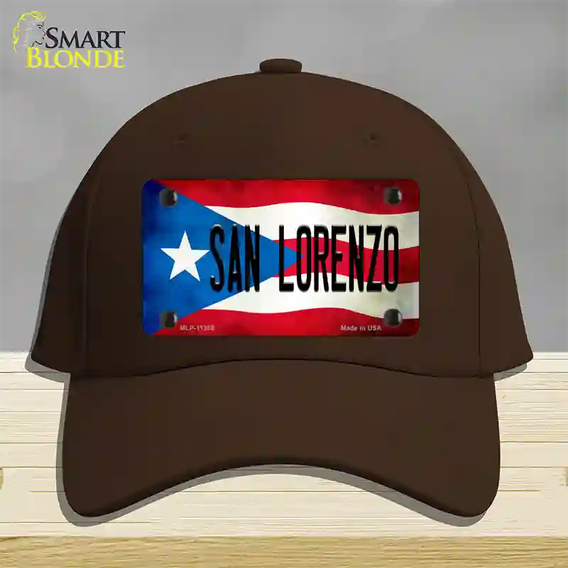 San Lorenzo Puerto Rico Flag Novelty License Plate Hat Cotton / Dark Brown