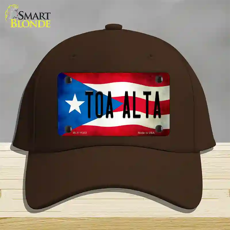 Toa Alta Puerto Rico Flag Novelty License Plate Hat Cotton / Dark Brown