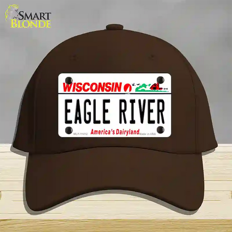 Eagle River Wisconsin Novelty License Plate Hat Cotton / Dark Brown