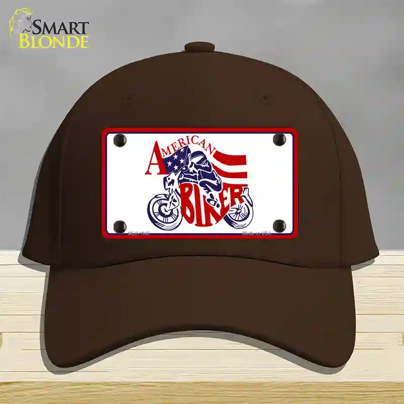 American Patriotic Biker Novelty License Plate Hat Cotton / Dark Brown