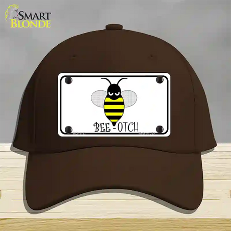 Bee-otch Novelty License Plate Hat Cotton / Dark Brown