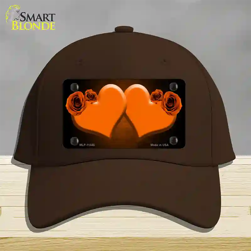 Hearts Over Roses In Orange Novelty License Plate Hat Cotton / Dark Brown